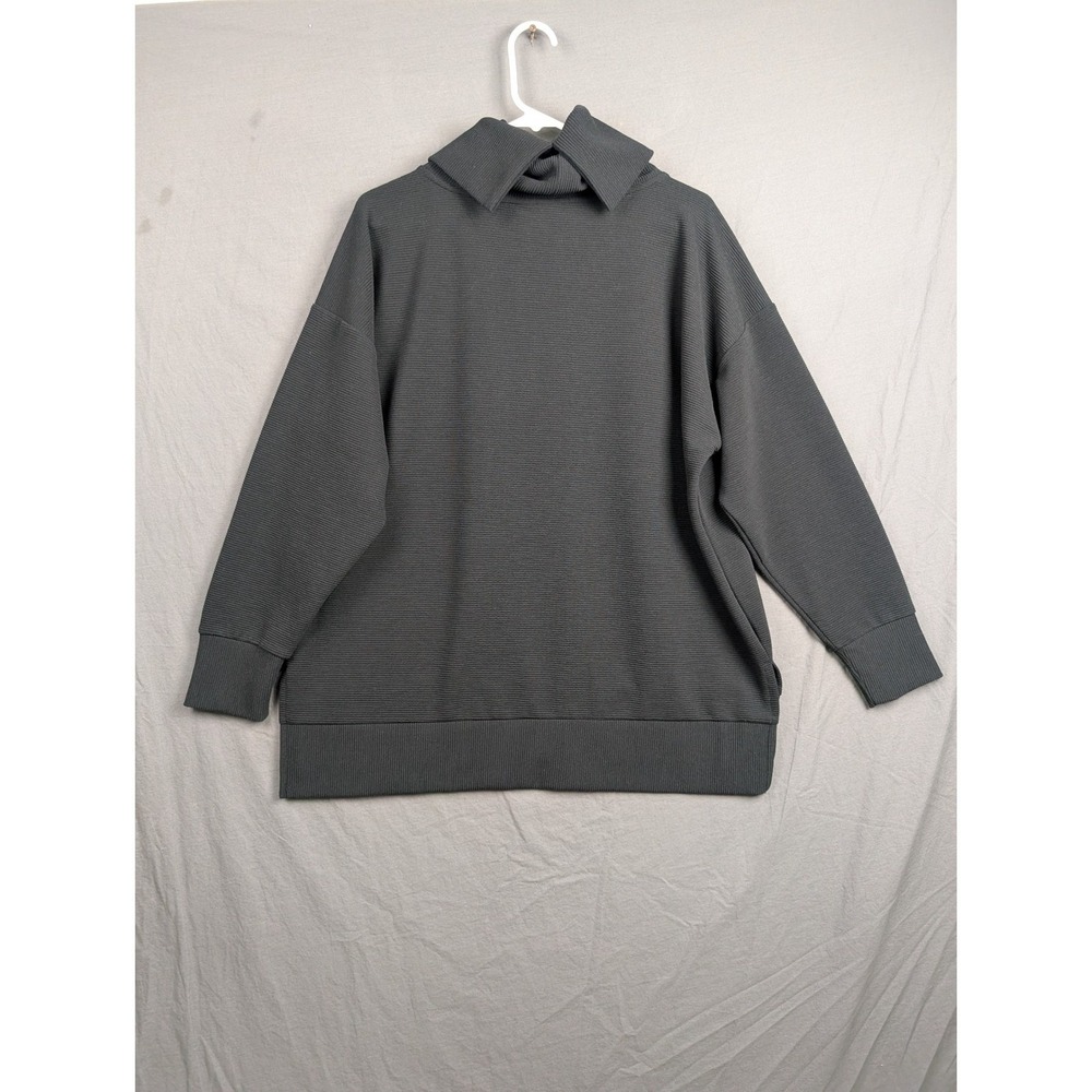Ideology Womens Black Ribbed Cowl Neck Pullover Sweater 1X